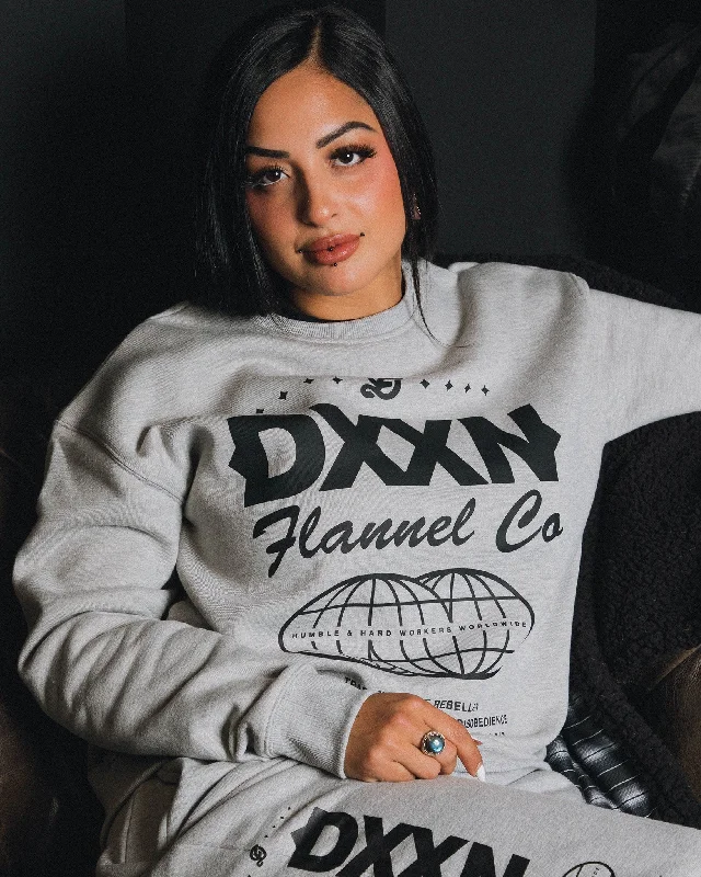 Women's Tech Crewneck Sweatshirt - Gray Hoodie with Neon Bright Vibrant