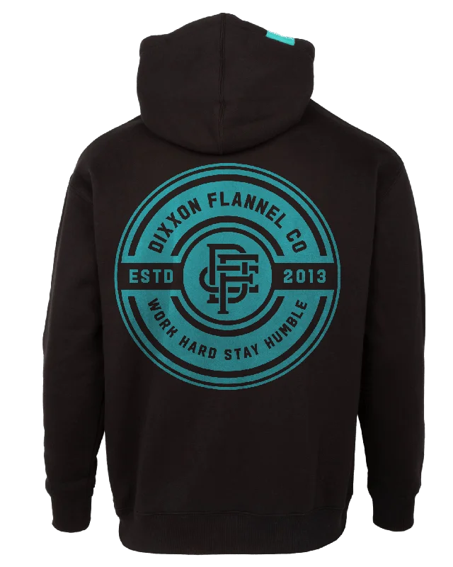 Women's Tiffany Work Hard Badge Zip Up Hoodie - Black Hoodie with Elastic Cuffs Stretchable Comfortable Women's Tiffany Work Hard Badge Zip Up Hoodie - Black Hoodie with Elastic Cuffs Stretchable Comfortable