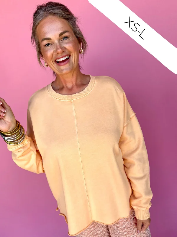 Z Supply | Hermosa Sweatshirt - Orange Cream Hoodie with Distressed Vintage Worn